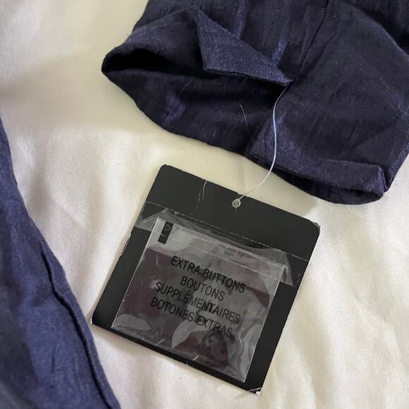 NWT Blue Linen Button Down Shirt Wmns Sz 14W - Picture 5 of 8